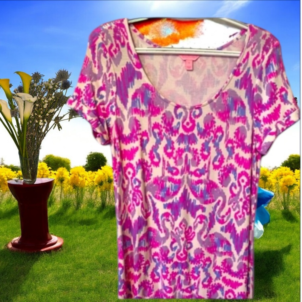 Lilly Pulitzer Pink and Purple Fitted Mini Dress